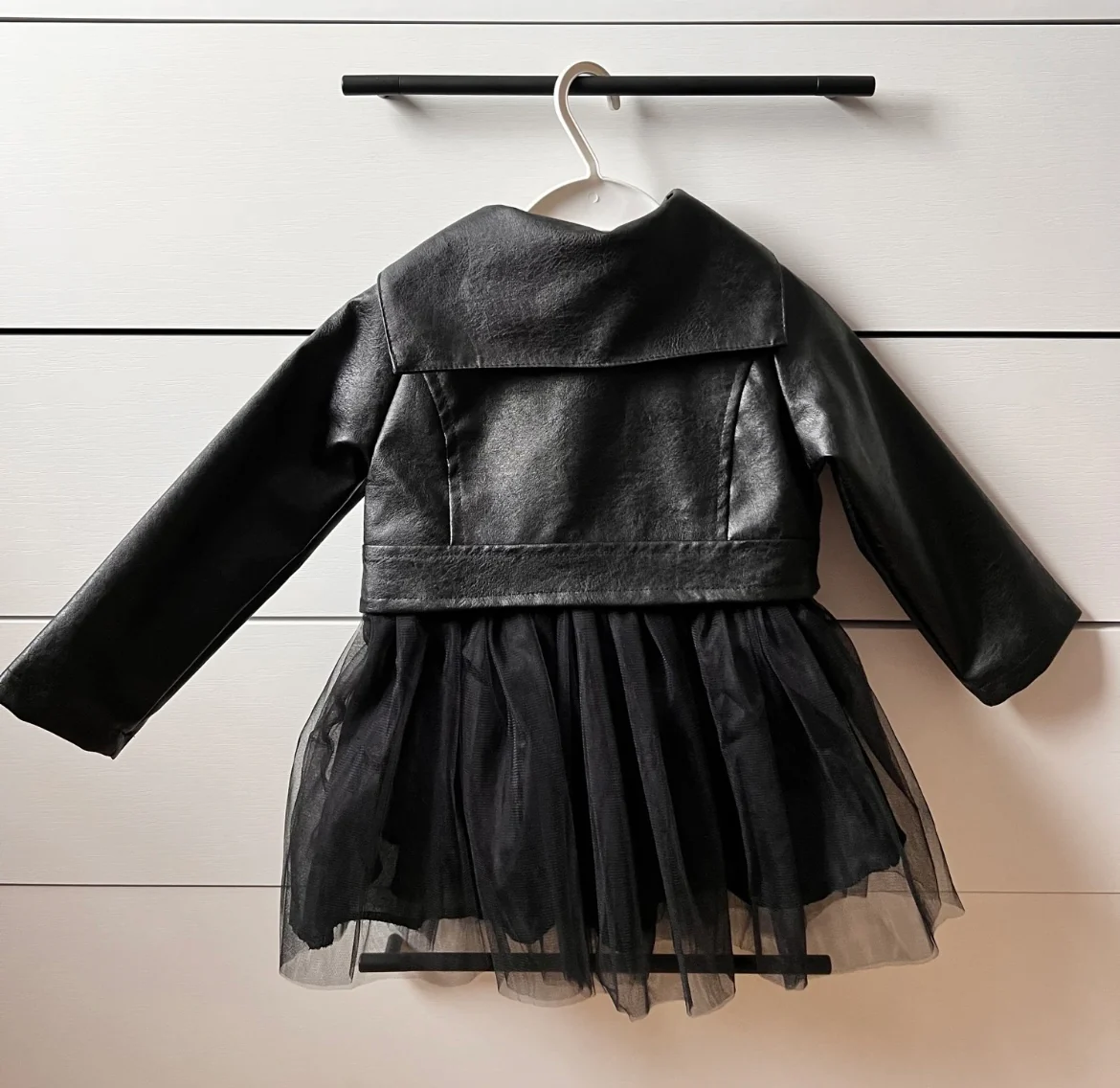 Black Rocker Tutu Dress with Leather Jacket in size 9 months to 5 years