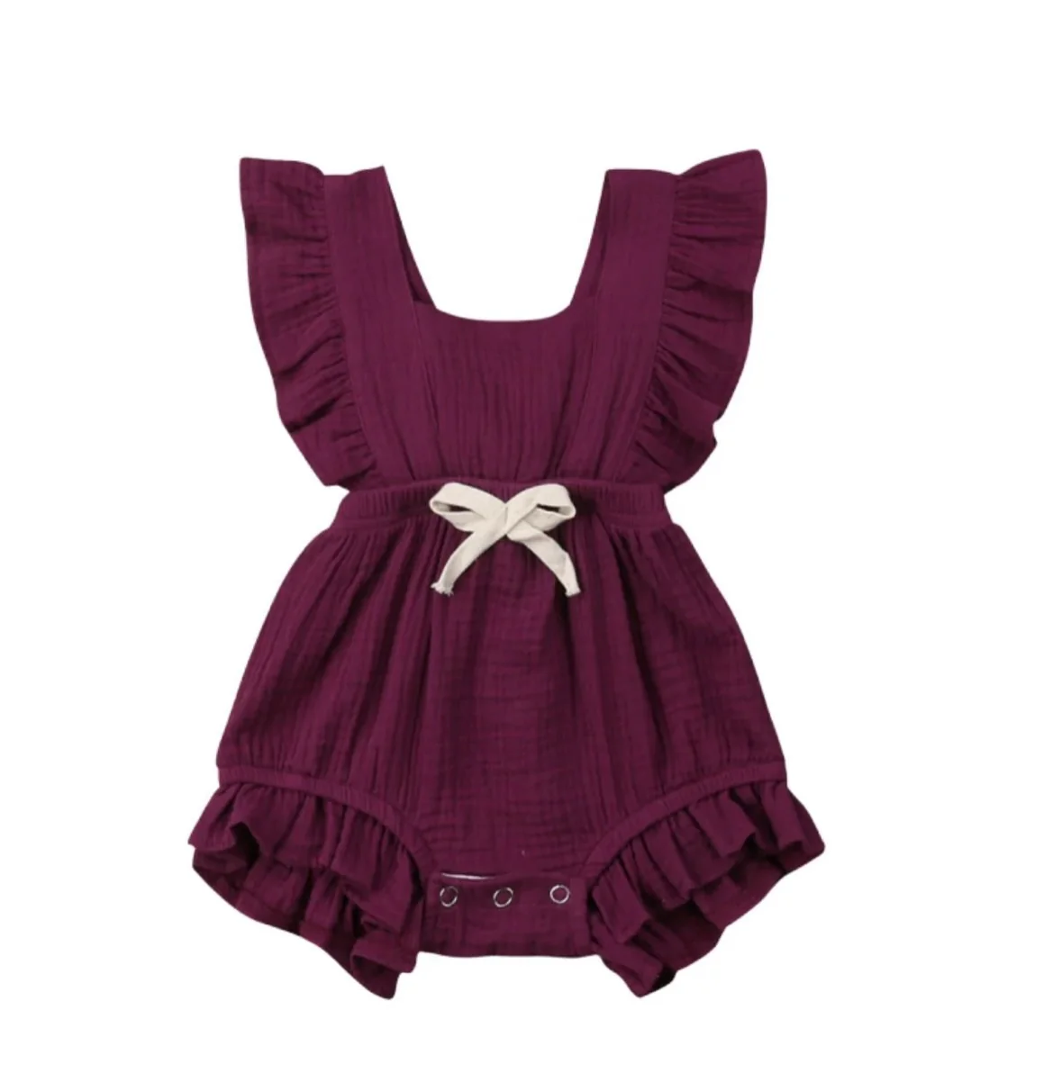 Lilly- Cotton Muslin Romper , Grape