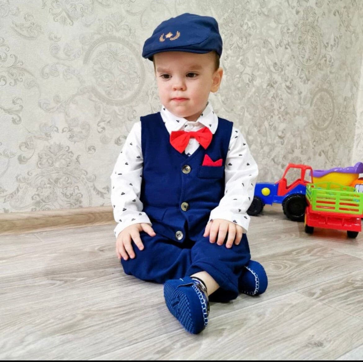 Baby Boy Formal Suit Set + Hat + Waistcoat