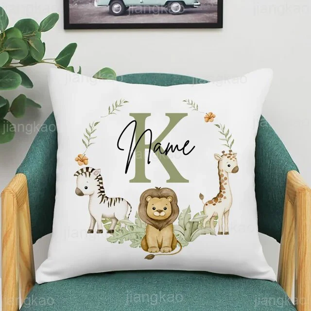 Personalized Baby Name Pillow - Animal with Name Pillow Case , Nursery Decor
