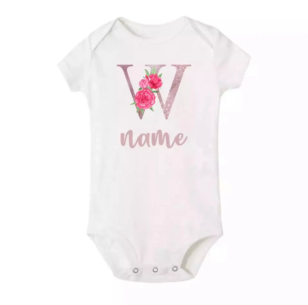 Personalised Baby Onesie - Pretty Pink LETTER + NAME