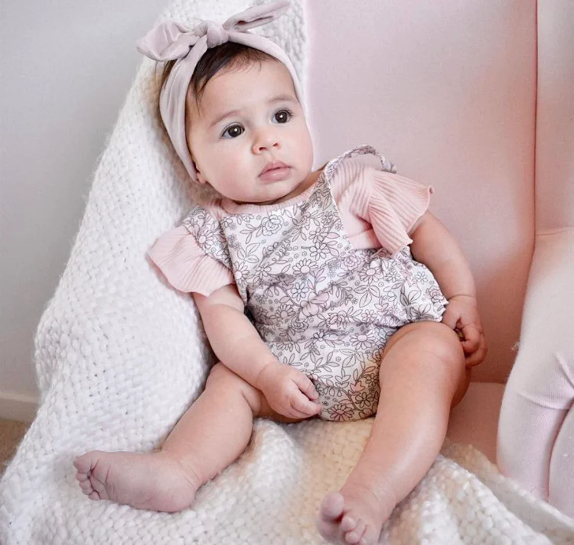 Pastel Floral Ruffles Romper Set