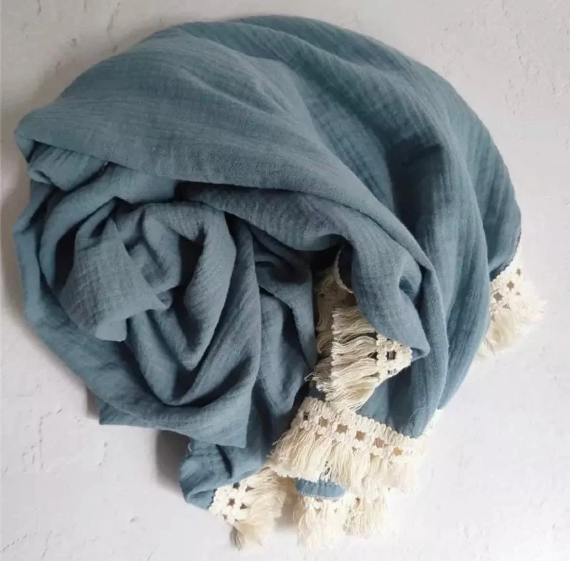 Personalised Baby Blanket in Muslin with Tassels