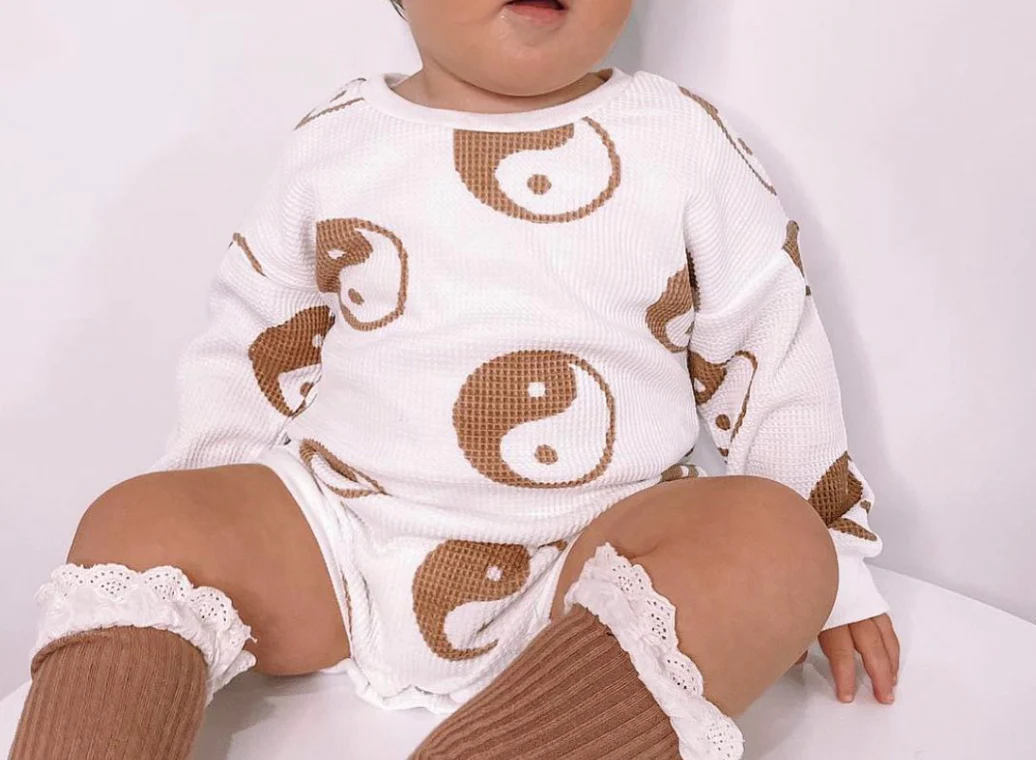 Ying Yang Waffle Romper - Camel