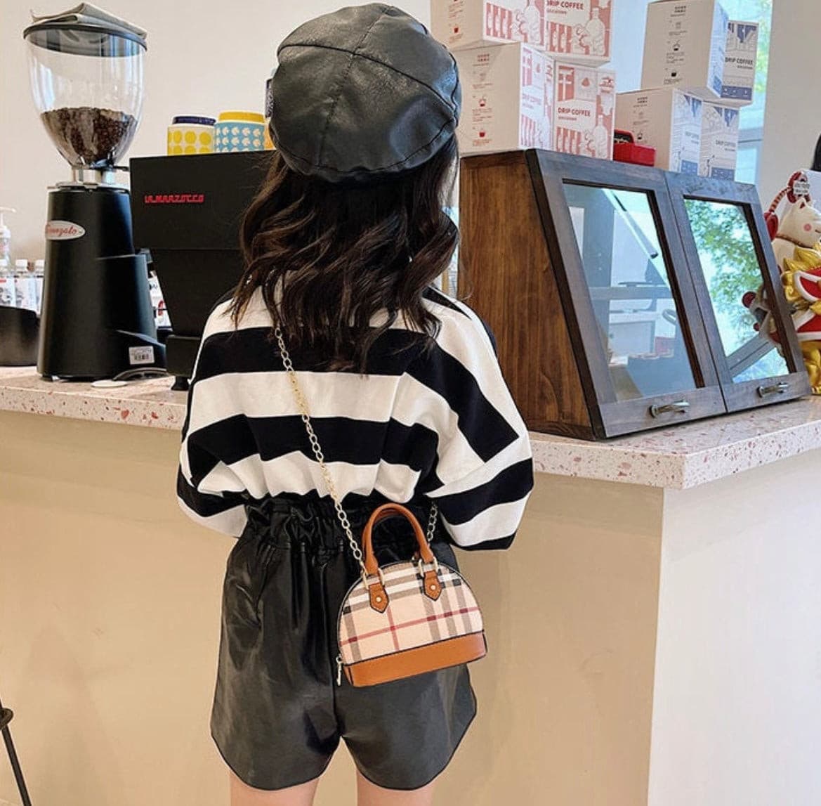 Designer Plaid Mini Purse Bag Plaid Vegan Leather Handbag