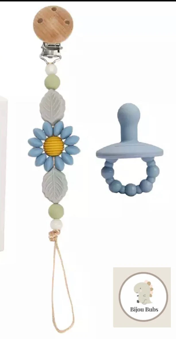 Daisy - Baby dummy clip & Dummy Set , BPA free silicone