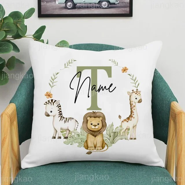 Personalized Baby Name Pillow - Animal with Name Pillow Case , Nursery Decor