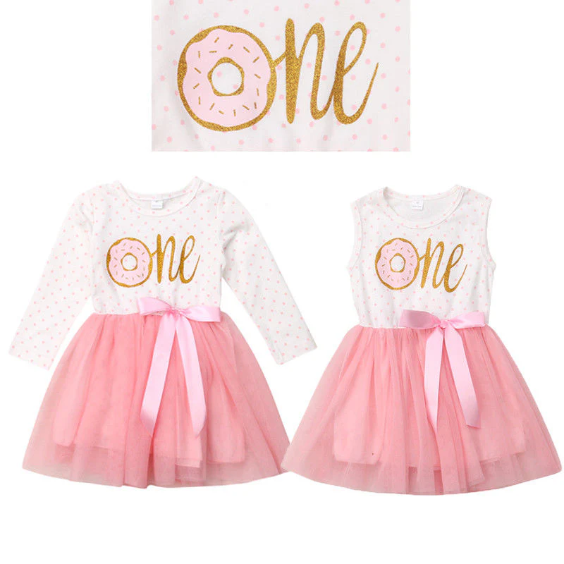 Baby Girl Donut Print Third Birthday Tutu Dress Outfit