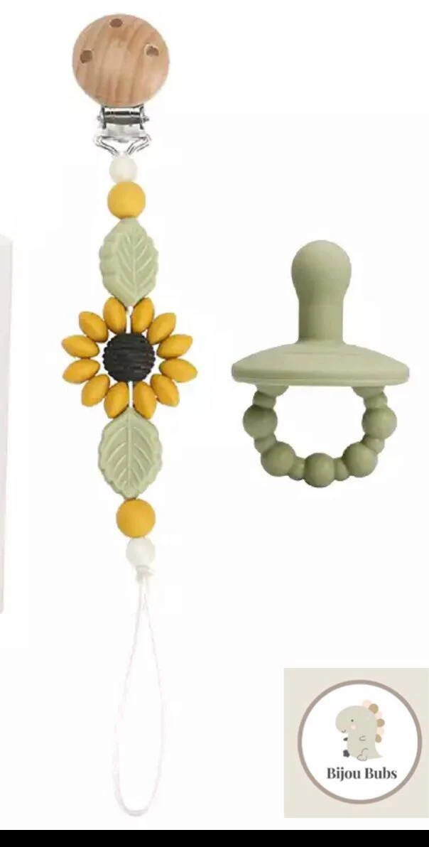 Daisy - Baby dummy clip & Dummy Set , BPA free silicone