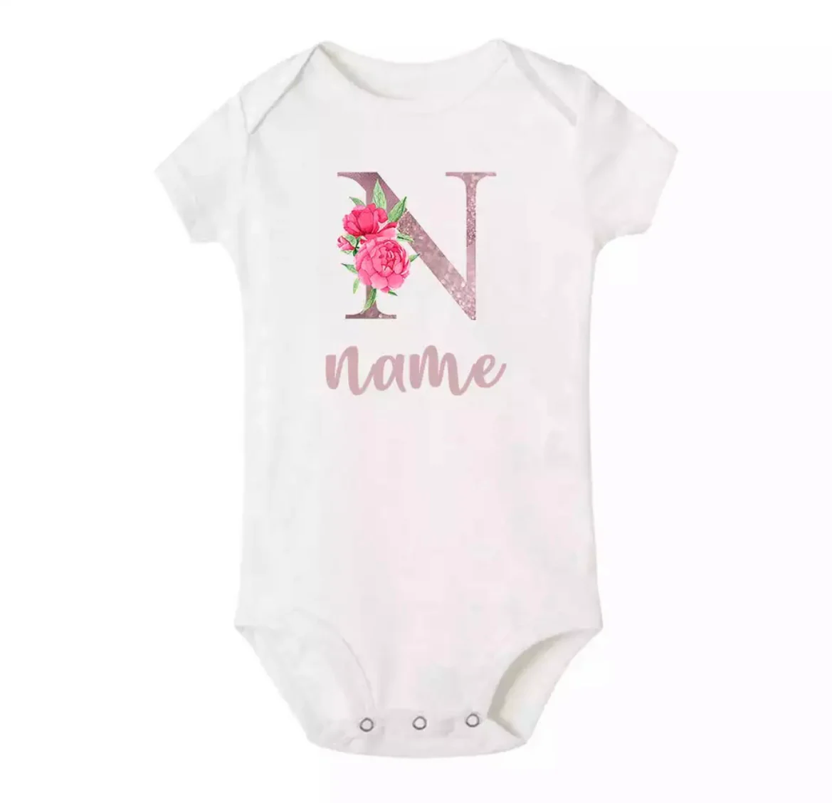 Personalised Baby Onesie - Pretty Pink LETTER + NAME