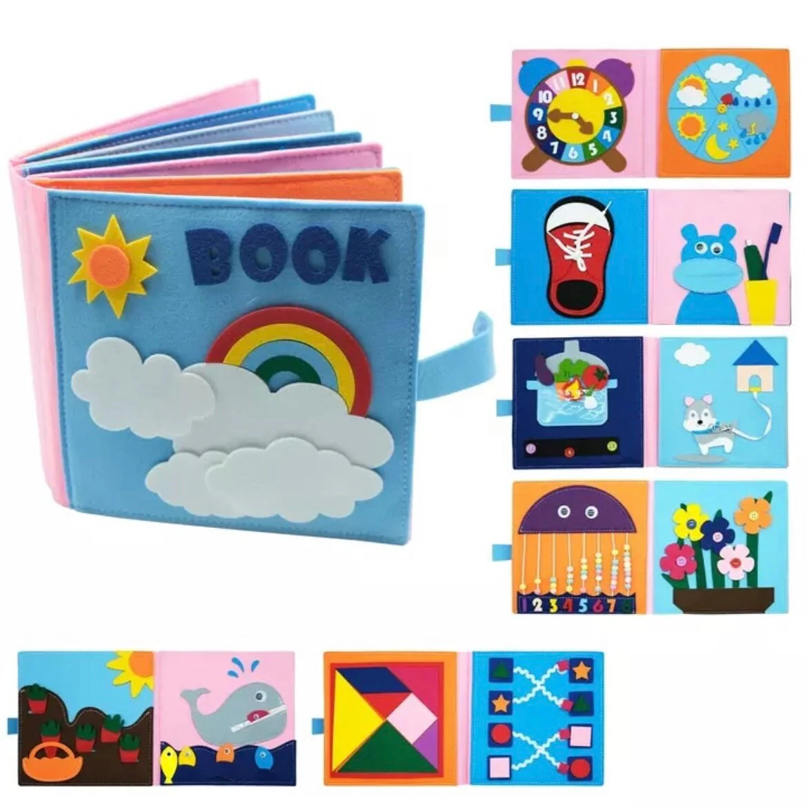 Montessori Busy Book- Baby Educational Busy Book Toy , Felt Quiet Book