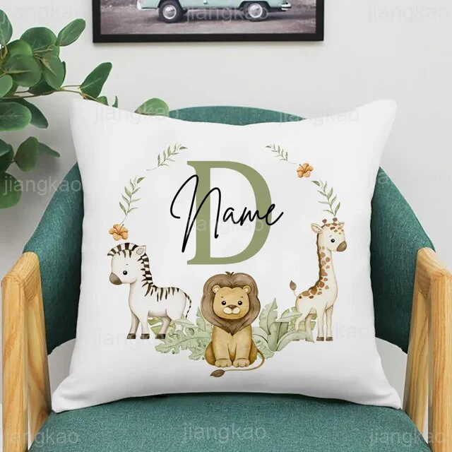 Personalized Baby Name Pillow - Animal with Name Pillow Case , Nursery Decor