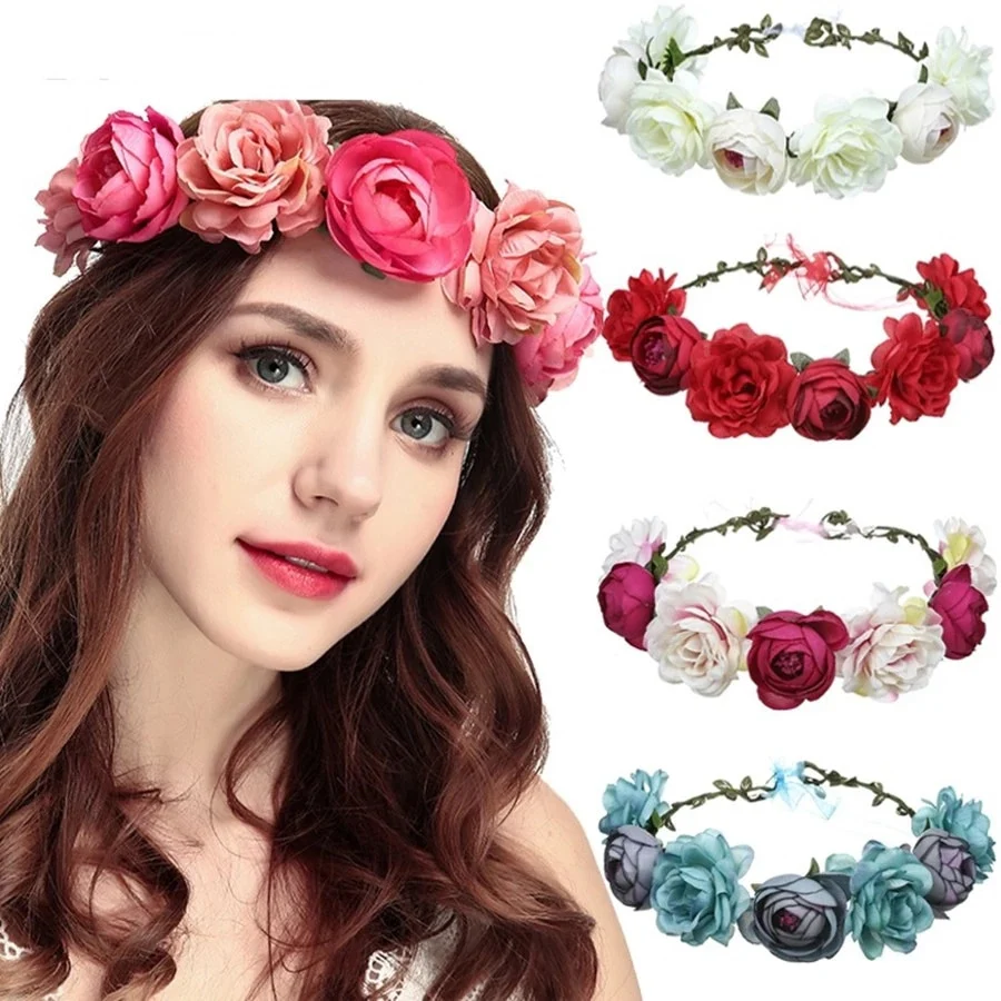 Floral Garland - Flower Girl Hair Accessories, Mixed Pink & White