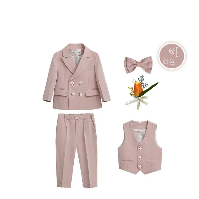 British Style Boys Wedding Suit - Winter Pink