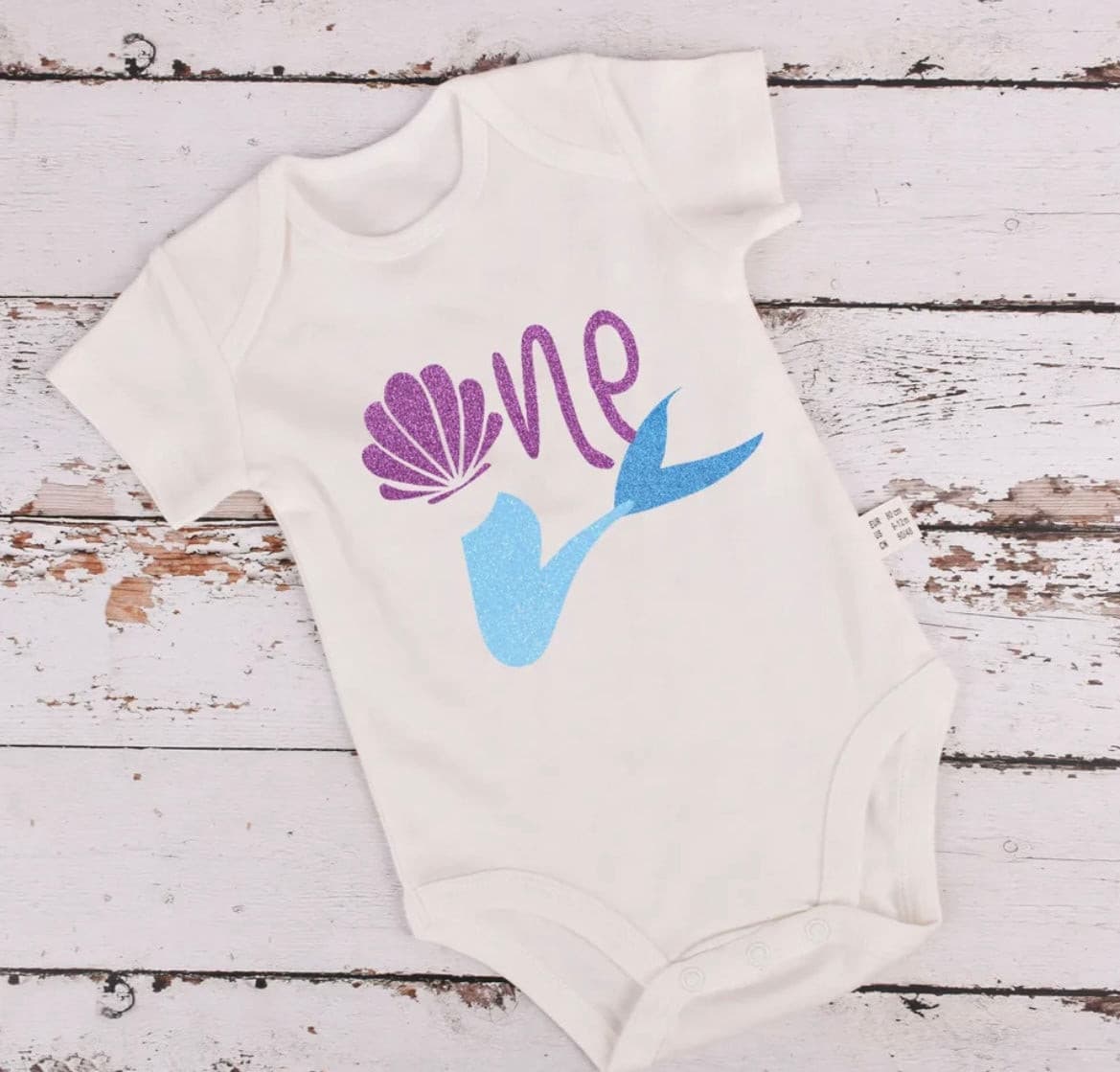 First Birthday One Romper - Mermaid Theme , Blue