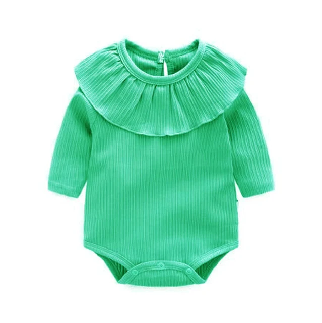 Callie - Girls Cotton Ribbed Ruffle Romper