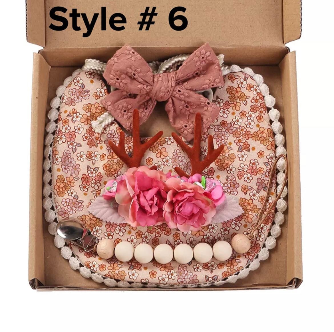 Baby Shower Gift Box 3 Piece Set with Bib & Bow Headband