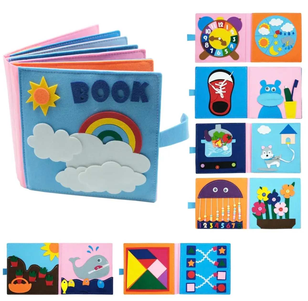 Montessori Busy Book- Baby Educational Busy Book Toy , Felt Quiet Book