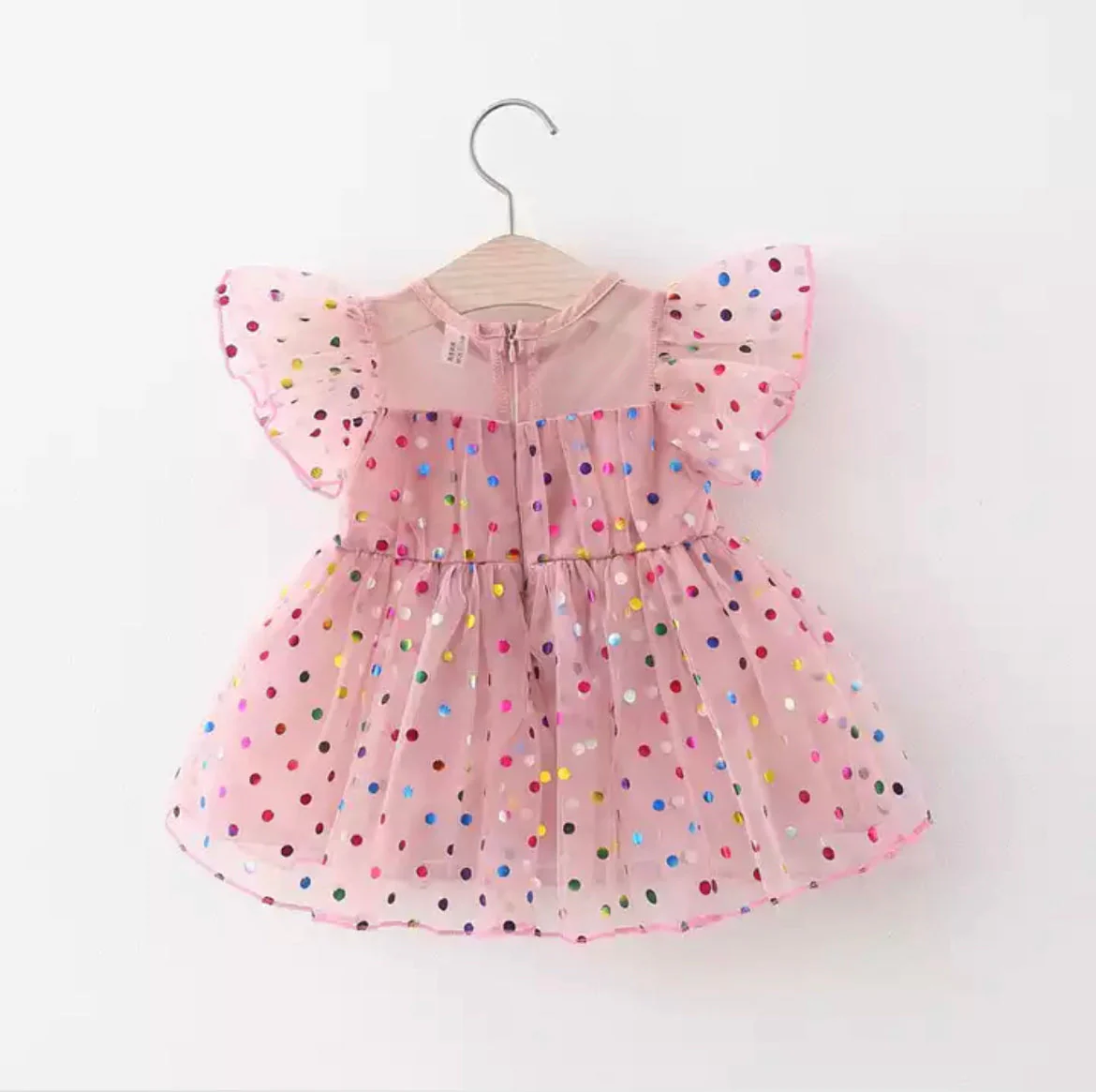 Girls Confetti Dress - Baby Pink