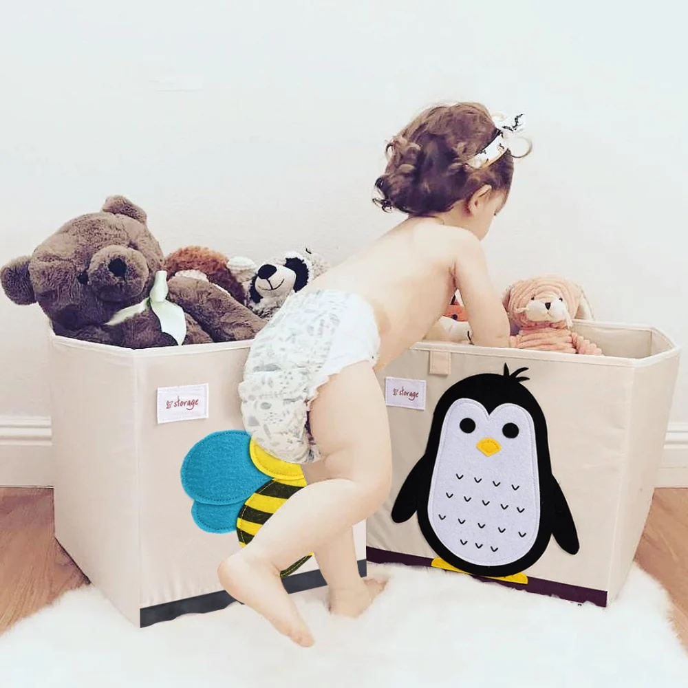 Liddy - Neutral Storage Toy Box for Kids - Folding Animal Toy Storage Cube