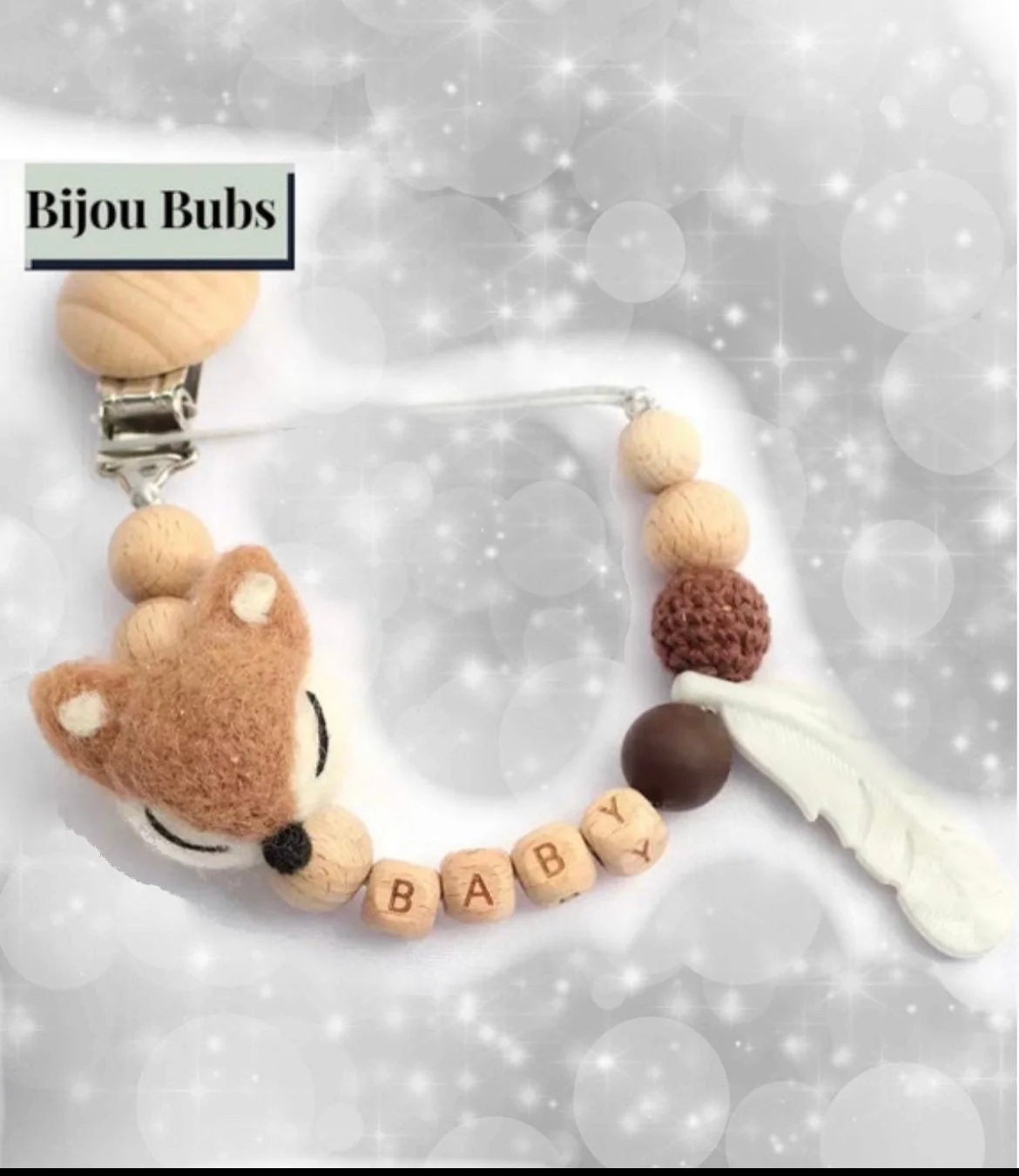 Felt Fox - Personalised Baby Dummy Clip