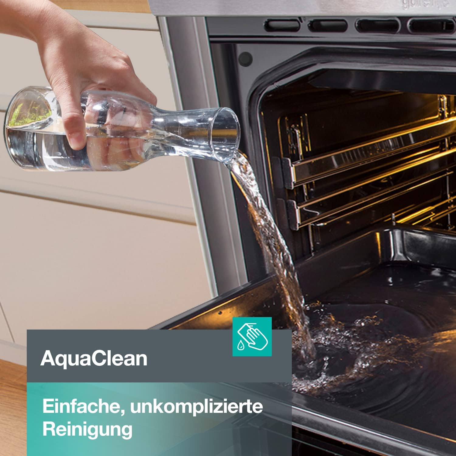 Gorenje GECS5C70XPA Elektro-Standherd mit Glaskeramik-Kochfeld / 50cm / 70 Liter/GentleClose/Schnellaufheizung/AirFry/ExtraSteam/Pizzamodus 300°C/Teleskopauszüge/AquaClean/BräterZone/schwarz