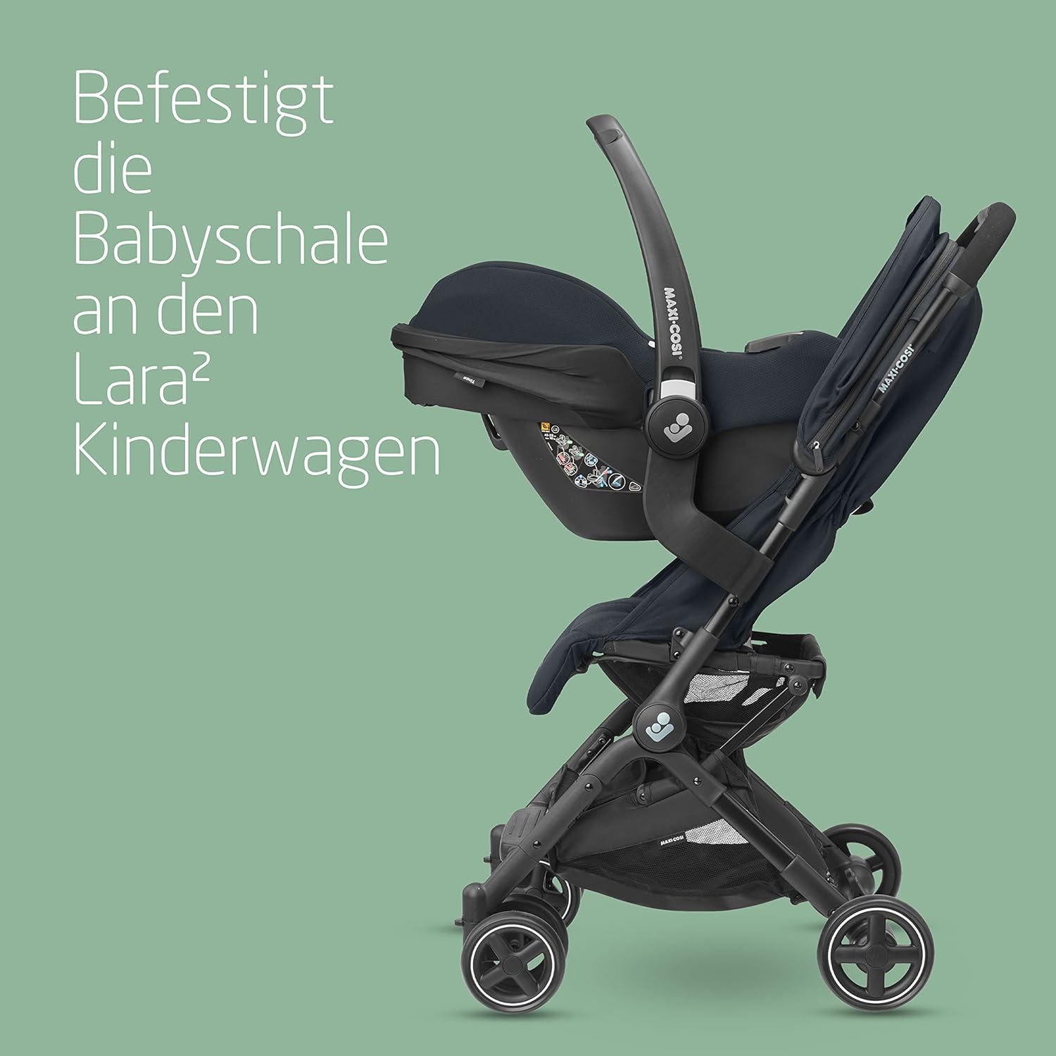 Maxi-Cosi Lara2 Baby Kinderwagen, 0–4 Jahre, 0–22 kg, federleichter, kompakter Buggy, 3 Liegepositionen, flache Liegeposition, klein zusammenklappbar, Schultergurt, Essential Graphite