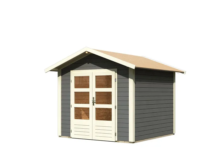 Karibu Gartenhaus »Carlos«, Satteldach, Witterungsschutz, Tür mit 3 Lichtausschnitten