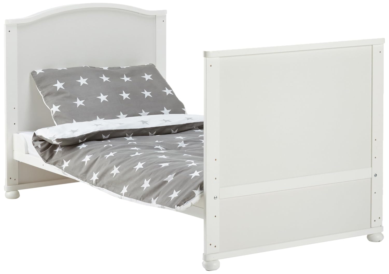 roba Babybett Set Adam & Eule - 70 x 140 cm - Mitwachsendes Kinderbett mit Bettwäsche, Himmel, Matratze - Höhenverstellbar - zu Juniorbett umbaubar - Holz weiß