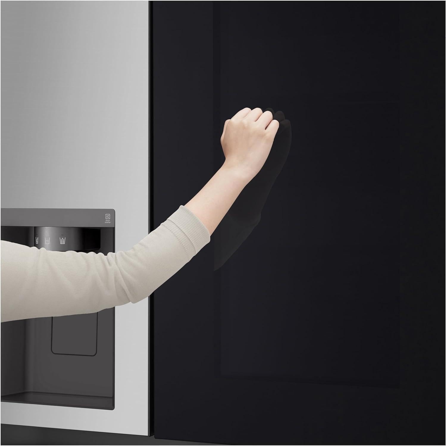 LG GSGV81PYLL Side by Side Kühlschrank, Klasse E, 635 L, Instaview, Kühlschrank mit Gefrierfach, Eis-, Crushed Ice- Wasserspender, Total NoFrost, Smart Inverter Kompressor, Wi-Fi