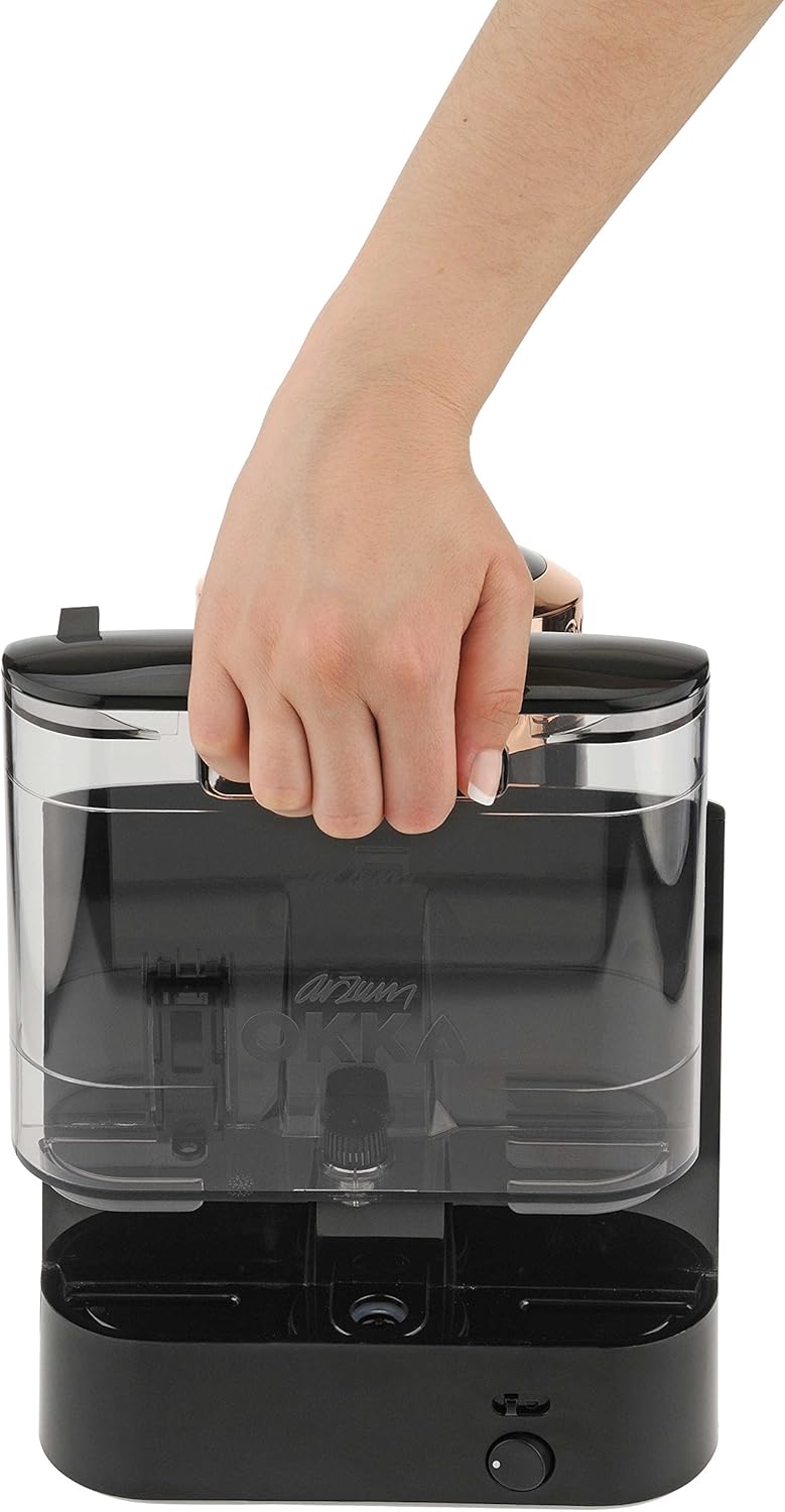 Arzum Okka Türkischer Kaffeemaschine, Vollautomatisch, 3 Tassen Größen, Selbstreinigungsfunktion, 950 ml Wassertank, Überschutzsensor, Kompaktes Design, Schwarz-Gold