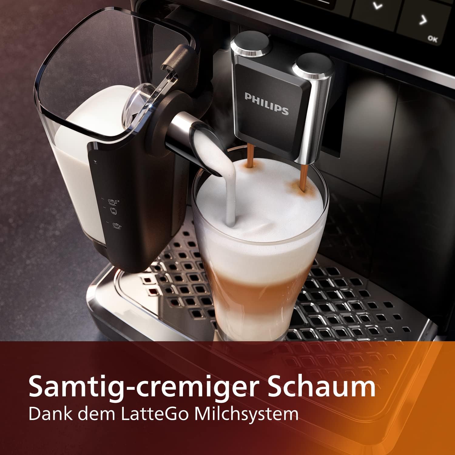 Philips Serie 5400 Kaffeevollautomat – LatteGo Milchsystem, 12 Kaffeespezialitten, Intuitives Display, 4 Benutzerprofile, Chrom (EP5447/90)