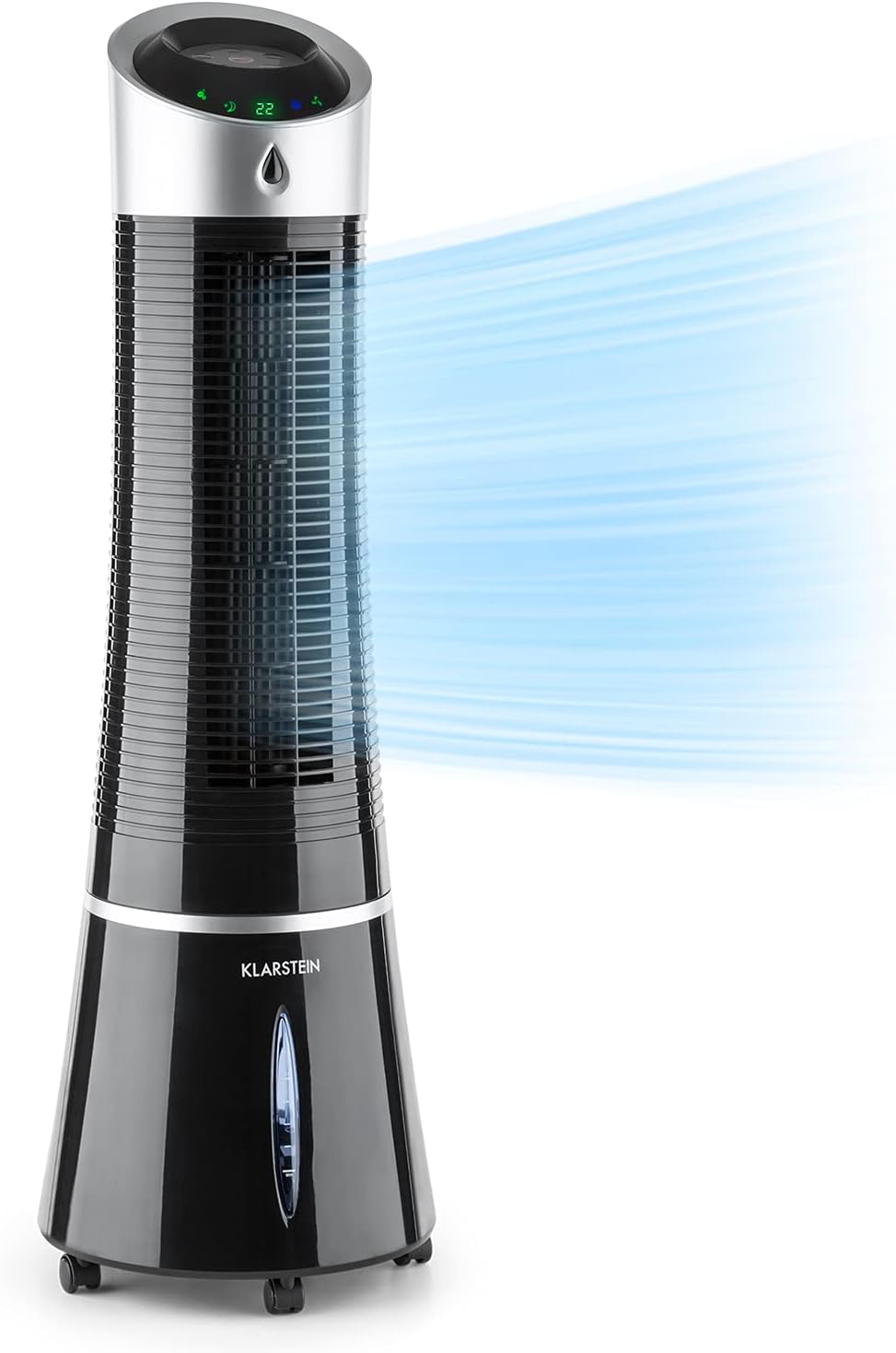 Klarstein 4-in-1: Smart Luftkühler, Ventilator, Luftbefeuchter & Ionisation I 6 L Wassertank, Oszillation, 30 W, 210 m³/h, Timer I Klimagerät ohne Abluftschlauch, Mobiles Klimagerät, Schwarz-Rosegold