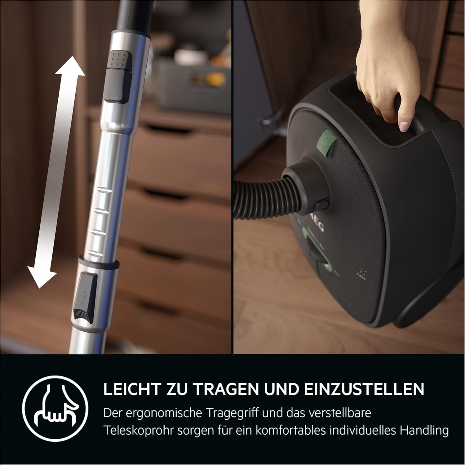 AEG CLEAN 6000 AB61C2DB Staubsauger mit Beutel / hohe Saugleistung / inkl. Polsterdüse / 50 % Recyclingkunststoff / ideal für Haustierbesitzer / Reinigen von Polstern / 12 m Kabel / 750 W / Blau