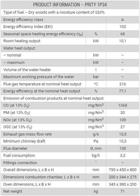 Holzofen für Festbrennstoff. Heizleistung: 10 kW. Ofen