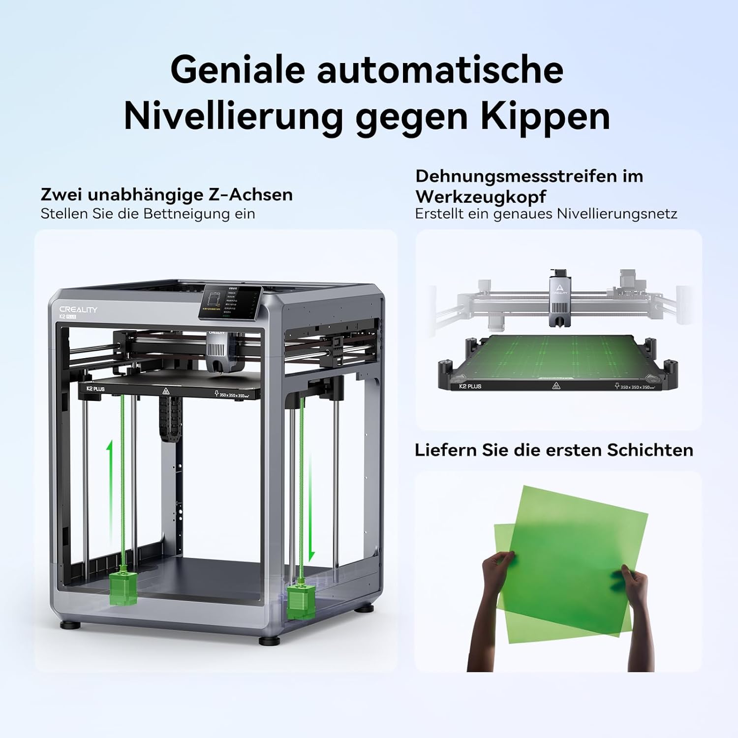 Creality K2 Plus Combo 3D-Drucker, 16-Farben Multimaterial-Druck, 350³mm XXL-Bauraum, Servo-Direktantrieb, Dual-KI-Kameras, Ultra-Leise <45dB, Aktive Heizkammer, RFID/WLAN (Industrie 4.0)