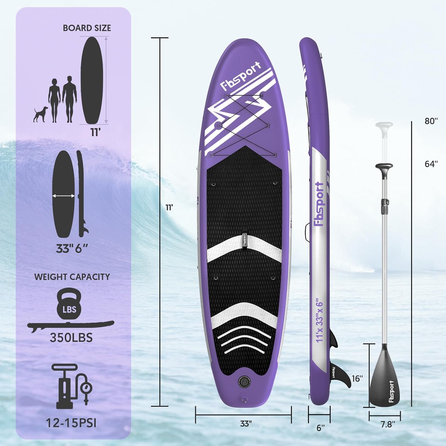 Premium-Stand-Up-Paddle-Board, Yoga-Board mit strapazierfähigem SUP-Zubehör und Tragetasche | Breiter Stand, Surf-Kontrolle, rutschfestes Deck, Leine, Paddel und Pumpe für Jugendliche und Erwachsene