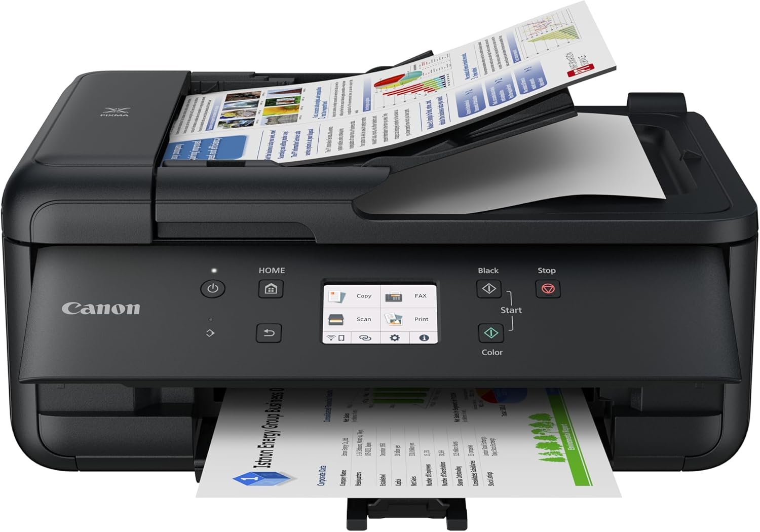 IC-Office TR7650 Farbtintenstrahl Multifunktionsdrucker 4-in-1 (Drucken, Kopieren, Scannen, Faxen, ADF, WLAN, AirPrint) schwarz + 10 XXL Tintenpatronen