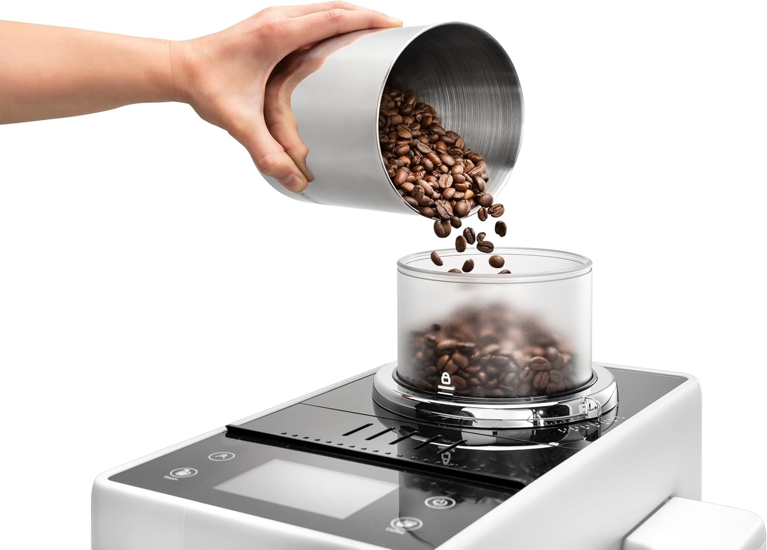 De'Longhi Rivelia EXAM440.55.W Kaffeevollautomat mit LatteCrema Milchsystem, Wechselbarer Bohnenbehälter, 16 Kaffee- & Milchgetränke auf Knopfdruck, Extra-Shot-Funktion, 3,5 Touch-Display, Weiß