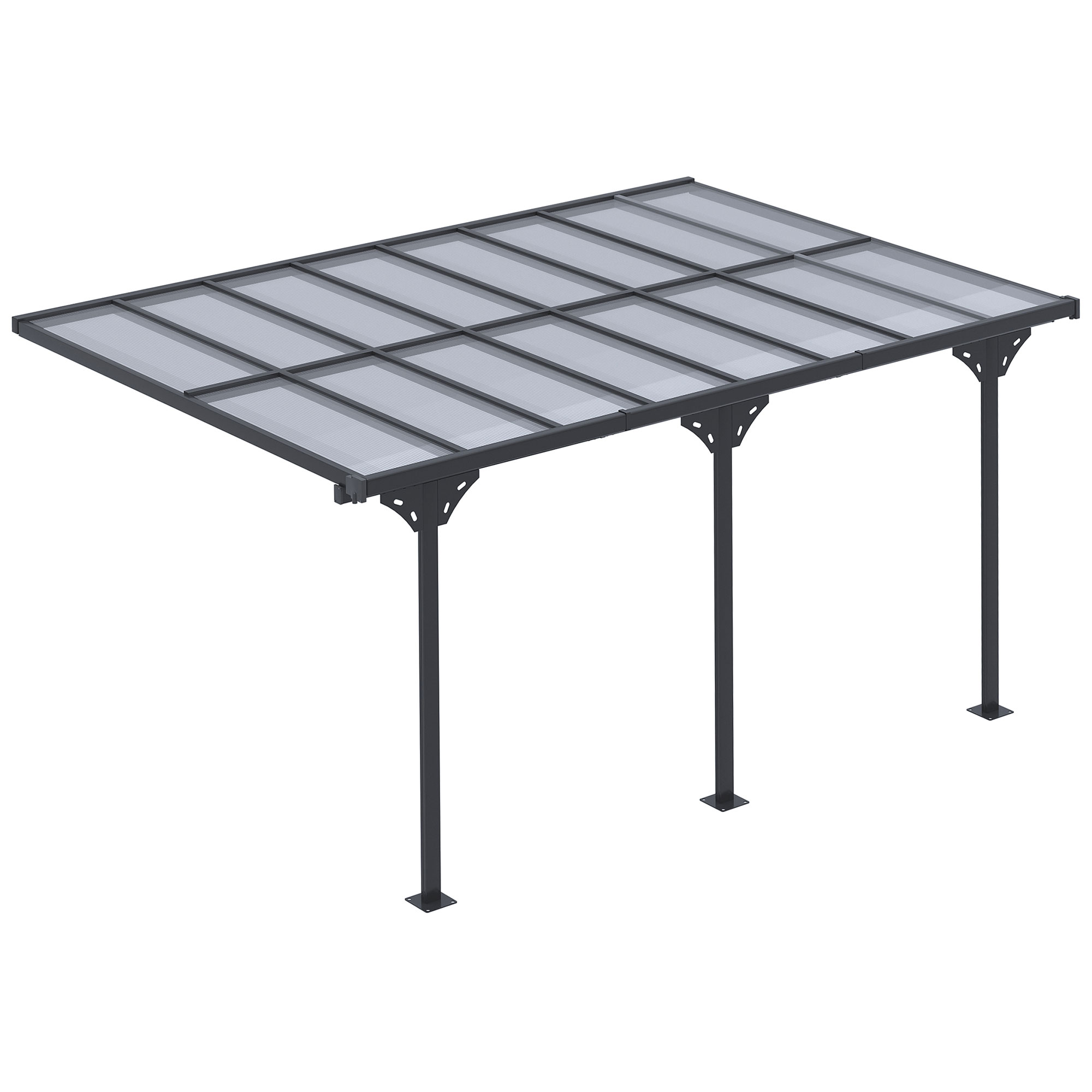 Outsunny Pergola Pavillon  4.35 x 3.02 m Gartenpavillon Überdachung Zelt 231-250 cm höhenverstellbar Sonnenschutz Terrassendach Anbaupavillion Aluminium Grau