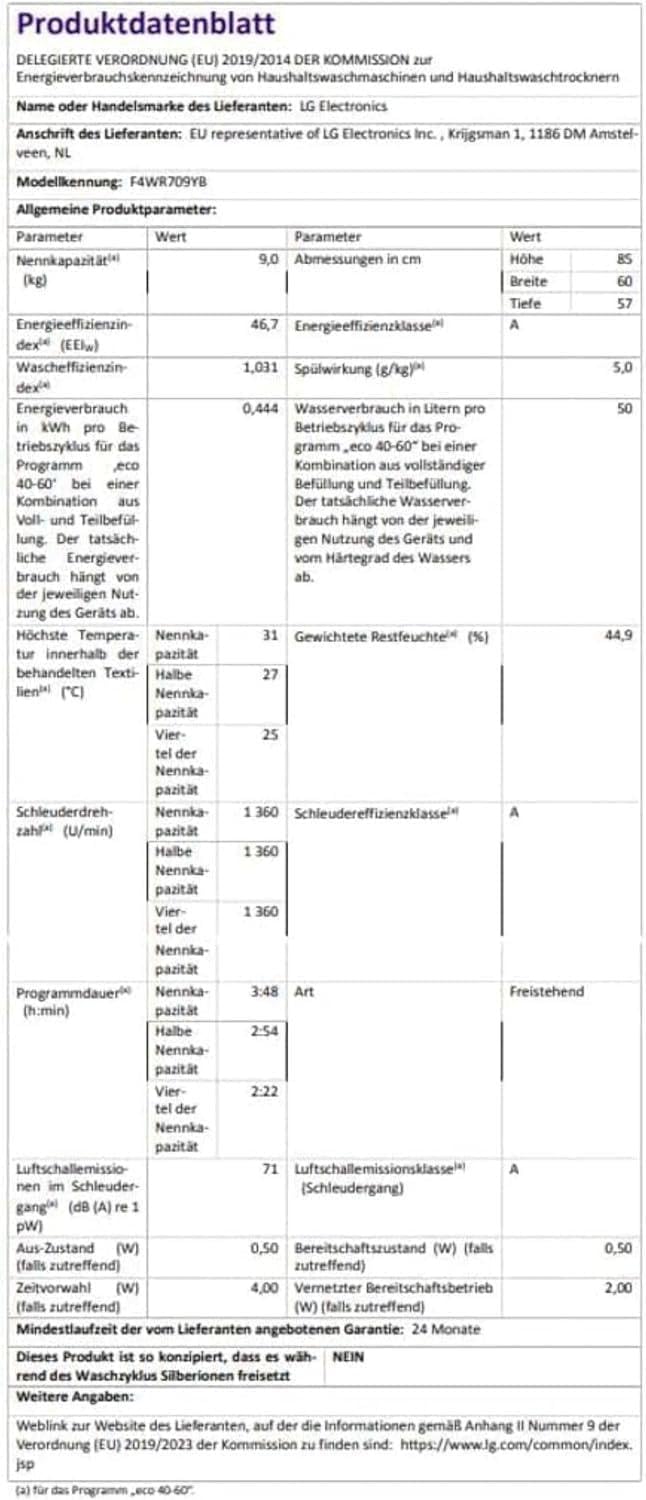 LG F4WV7080, Klasse A, Frontlader-Waschmaschine 8 kg, 1400 U/Min, AI Direct Drive, Wi-Fi, Tiefenreinigung mit Dampf, Groe Kapazitt, TRIPLE A, Auentür aus Sicherheitsglas, 62 x 60 x 85 cm Wei