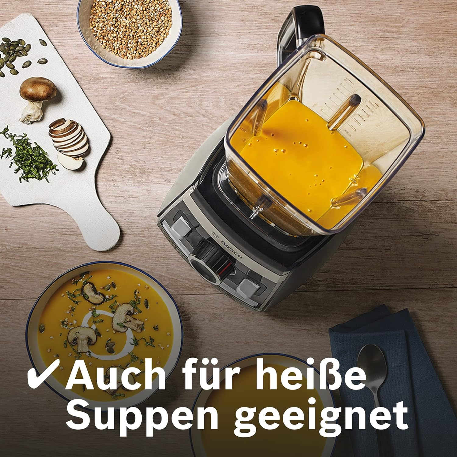 Bosch Standmixer VitaBoost MMBH6P6BDE, 6-Klingen-Edelstahlmesser, 2,5l Tritan-Mixbehälter, Stopfer, 6 Automatikprogramme, Rezeptbuch, BPA-frei, einfache Reinigung, 45,000 U/min, 1600 W, schwarz