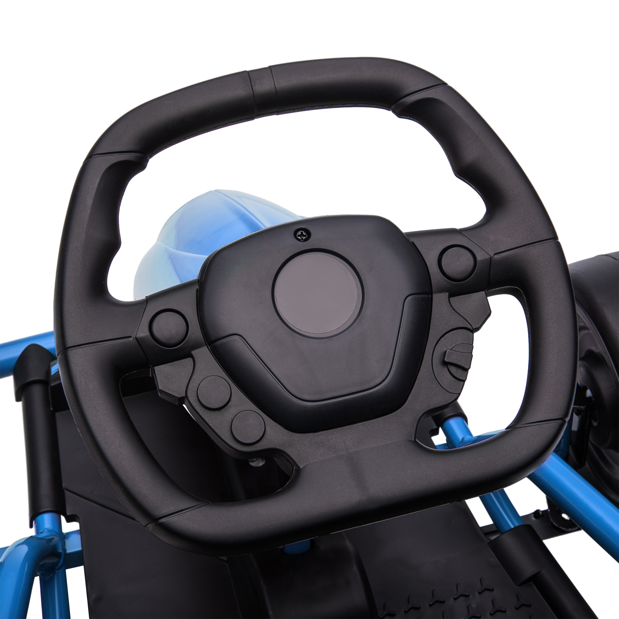 HOMCOM Elektro-Gokart für Kinder, Drift-Funktion, Hupe, Musik, Sicherheitsgurt, Soft-Start, Blau/Schwarz