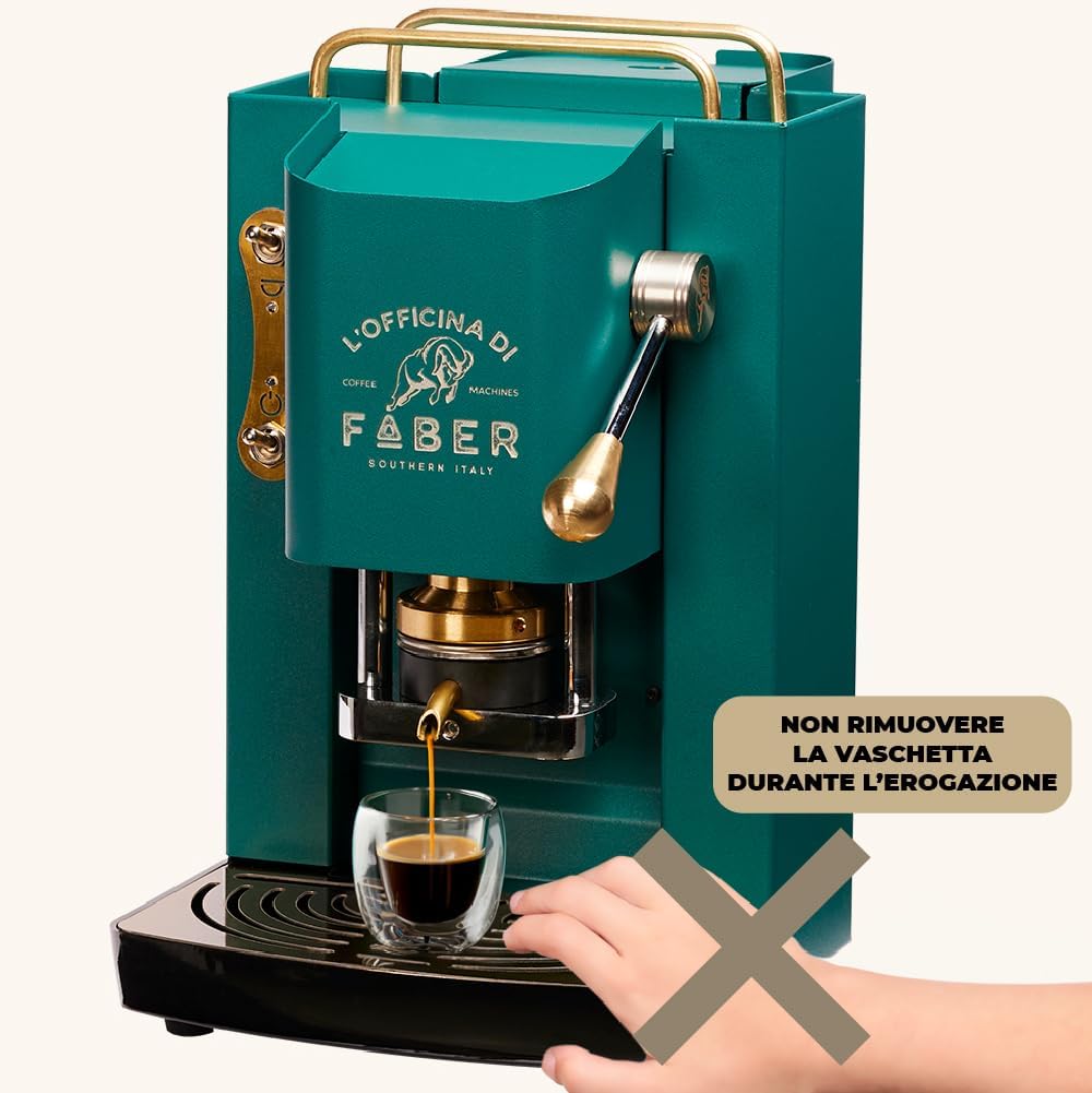 Faber PRO Total Deluxe Kaffeemaschine aus Messing, 44 mm Ese Papier, 1.3 liters, (Weiß)