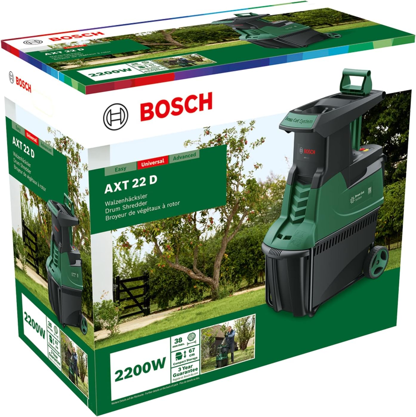 Bosch Turbinenhäcksler AXT 25 TC (2.500 W; geeignet für Holz und harte Gartenabfälle; inklusive Gartenhandschuhe; integrierte Fangbox 53 l; in Karton) – Edition