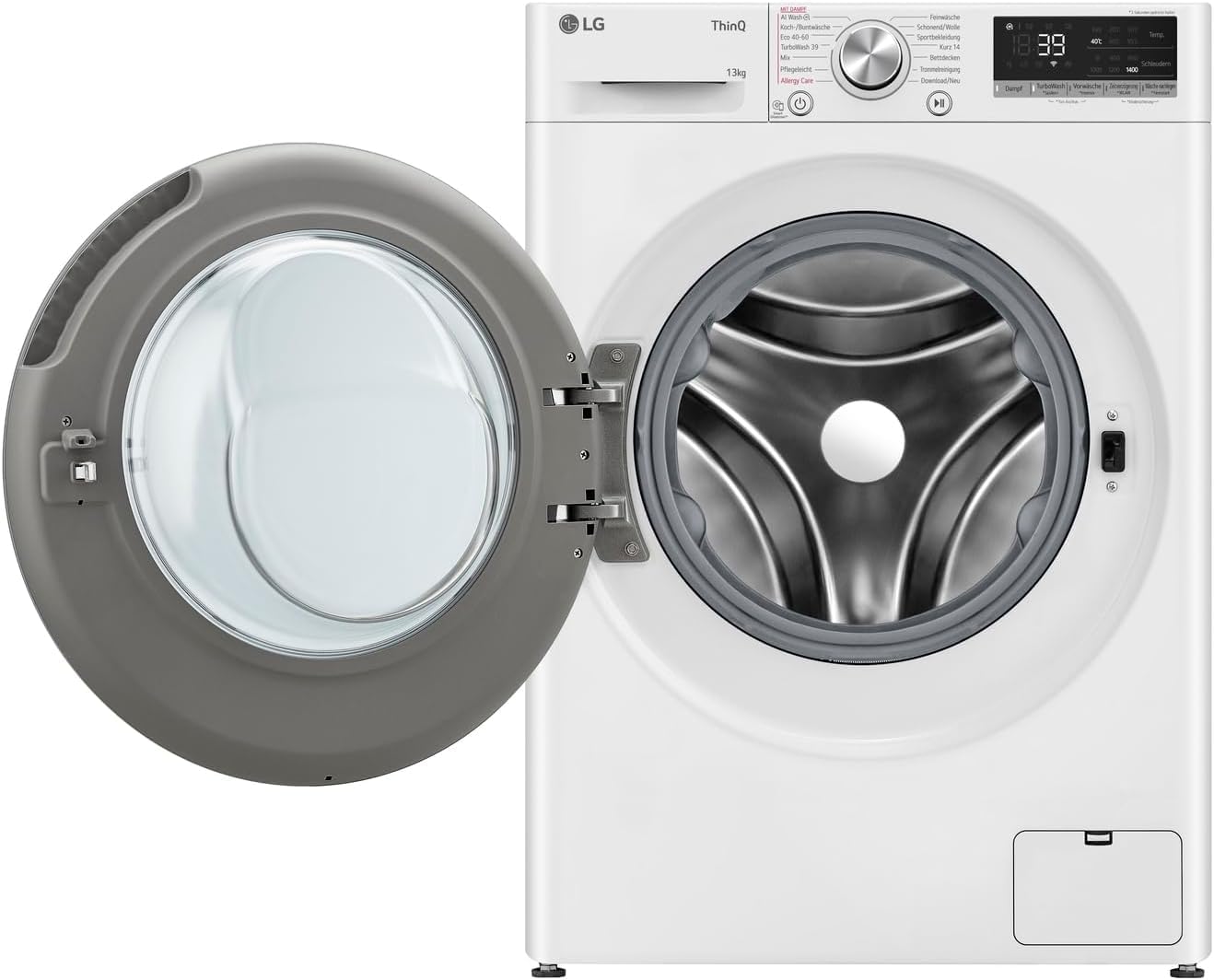 LG F4WV7080, Klasse A, Frontlader-Waschmaschine 8 kg, 1400 U/Min, AI Direct Drive, Wi-Fi, Tiefenreinigung mit Dampf, Groe Kapazitt, TRIPLE A, Auentür aus Sicherheitsglas, 62 x 60 x 85 cm  Wei