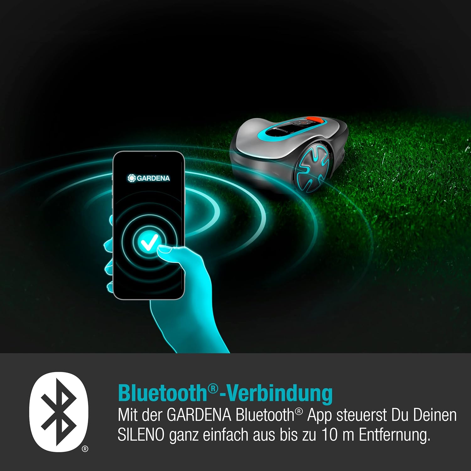 Gardena Mhroboter SILENO minimo 500 m: intelligenter Rasenmher mit optimaler Konnektivitt, mit Gardena Bluetooth App programmierbar, DE-Version (15202-20)