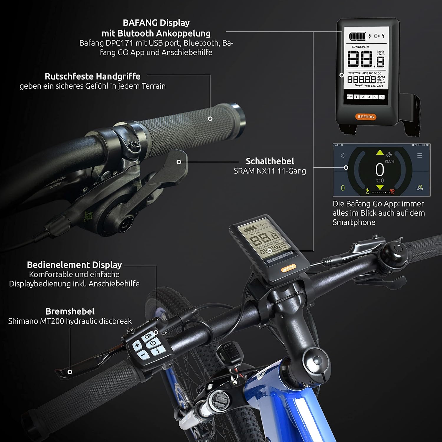 Highphoria Elektrofahrrad Erwachsene, 250W 25 km/h E-Bike mit Batterie, Starker Motor, Kettenschaltung, E-Mountainbike mit Hydraulische Federgabel Pedelec für Damen & Herren