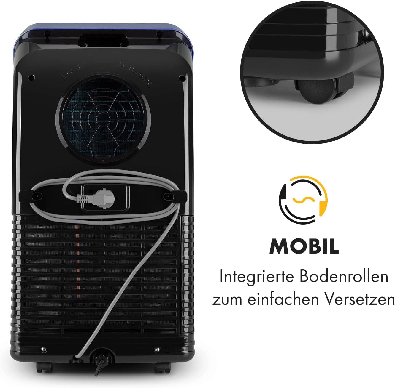 Klarstein Mobile Klimaanlage mit Abluftschlauch, 4-in-1 Klimagerät mit Ventilator, Luftentfeuchter & Nachtmodus, Kleine & Portable Klimaanlage für Wohnung & Büro, Niedriger Verbrauch, 9000 BTU