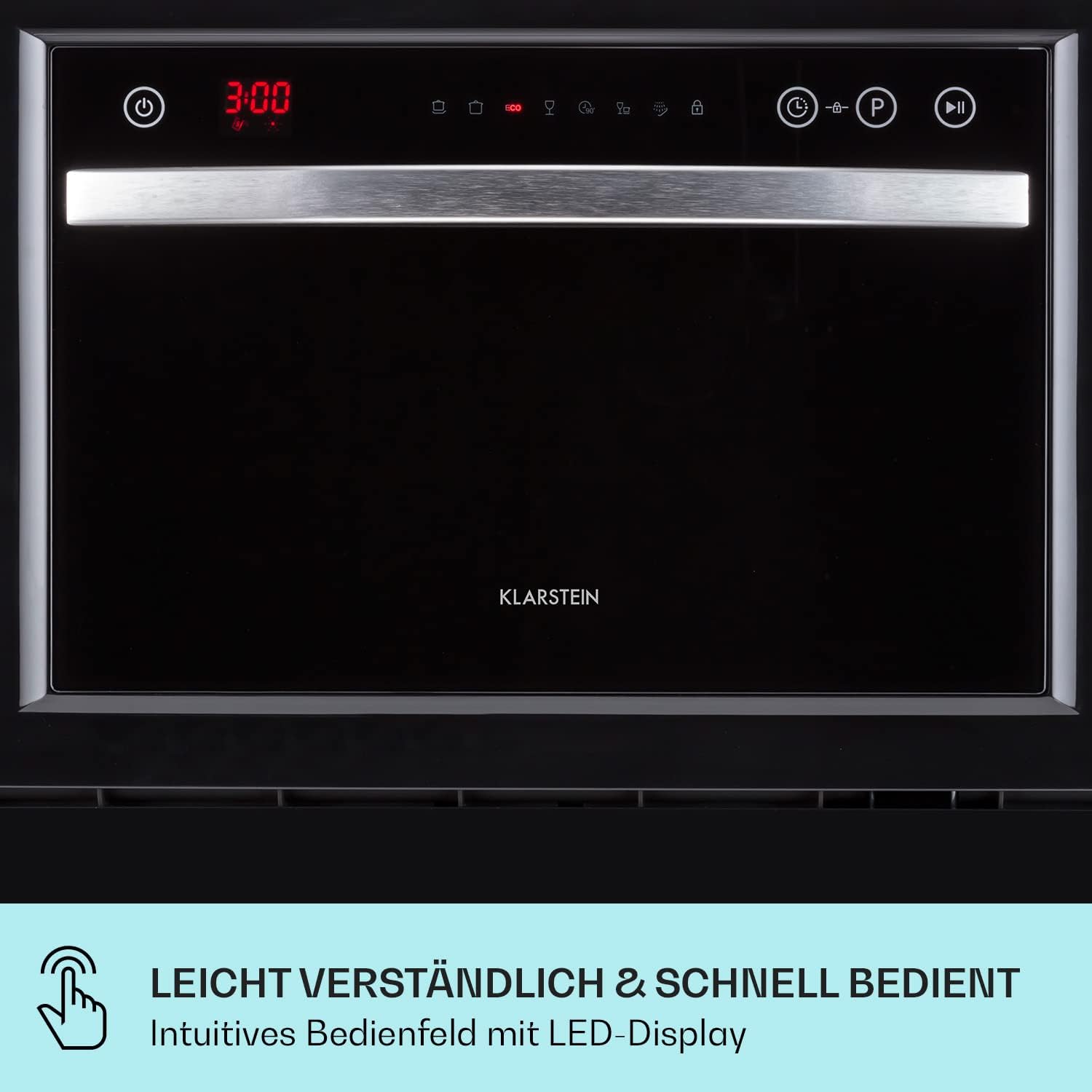 Klarstein ia 8 - Spülmaschine, Geschirrspüler, Freistehend, Teilintegriert, F, 55 cm breit, 8 Maßgedecke, 6 Programme, Aquastop, silber